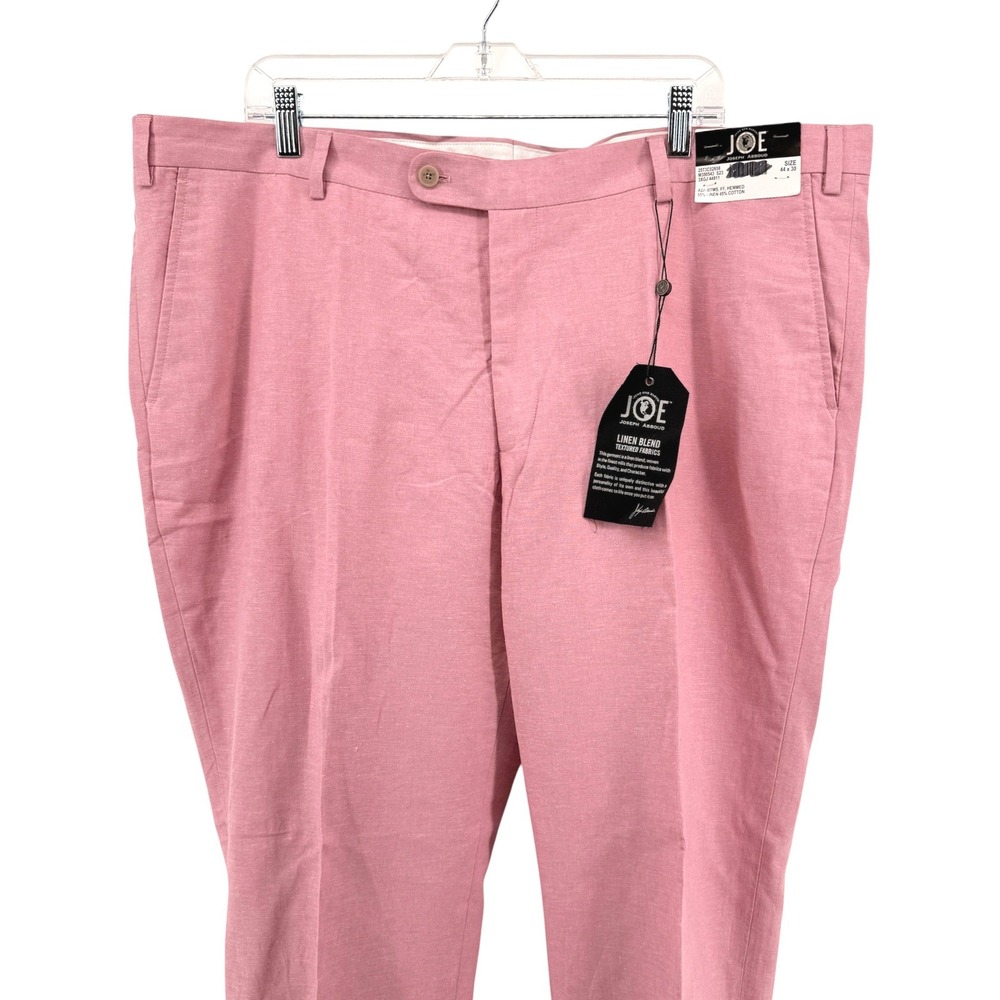 NEW Joseph Abboud Dress Pants Mens 44x30 Trousers Pink Linen Blend Slim Fit Flat - Picture 10 of 14